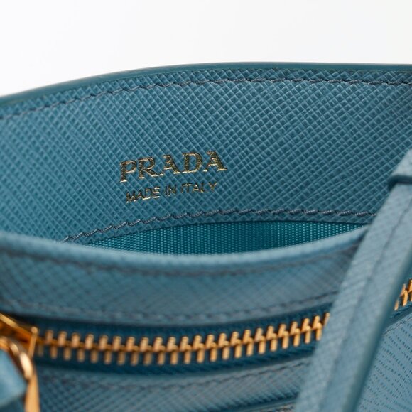 Prada Blue Saffiano Leather Shoulder-Strap Card Holder - Picture 9 of 10